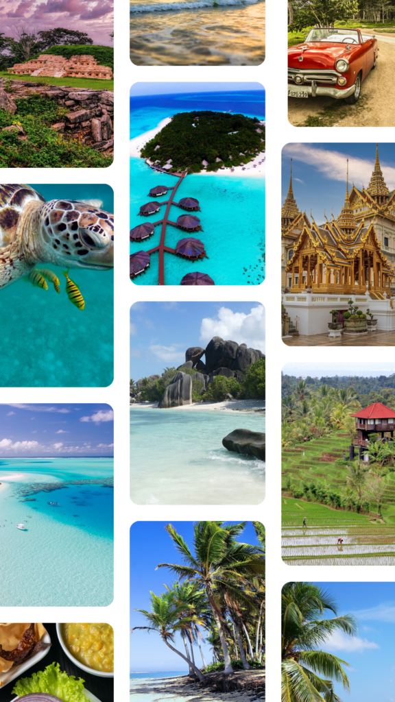 Collage aus den möglichen Reisezielen