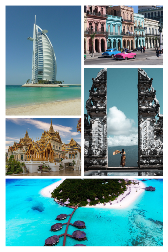 Collage aus den möglichen Reisezielen